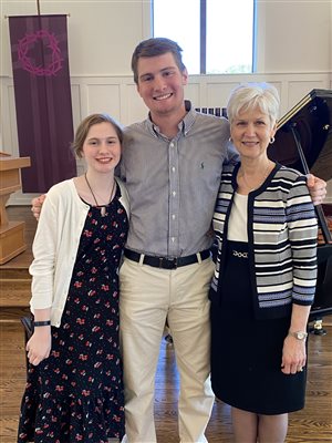 Mrs. Berg with Charlie and Lucy after March, 2021 recital