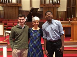 Mrs. Berg with Seniors Michael and Terence