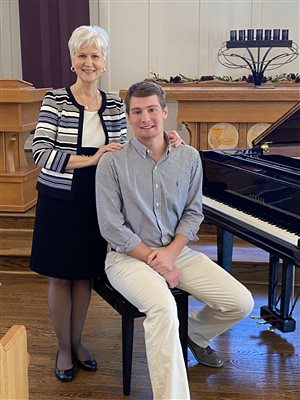 Mrs. Berg with Charlie after his last Studio Recital, March 2021
